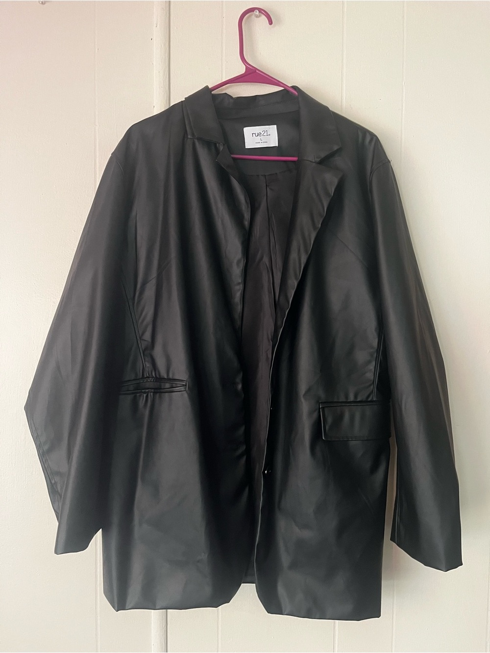 Rue21 Black Faux Leather Blazer Jacket